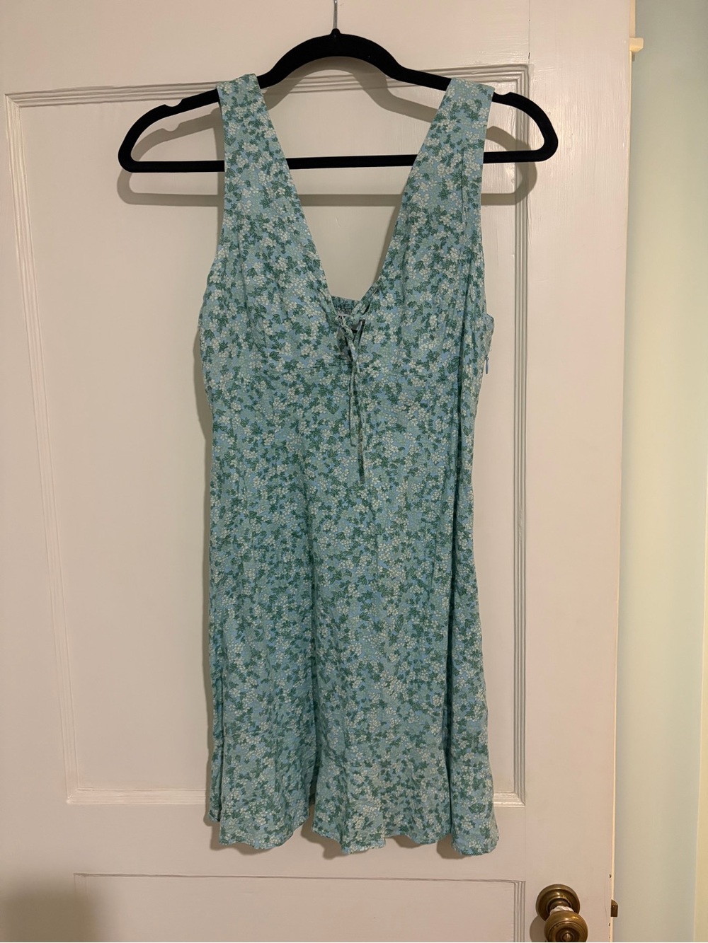 Zara Light Blue and Green Floral mini Sundress